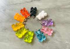 Bear Pendants, Gelatin Bear Pendants, 20mm bears with 1 hole, colorful rainbow drop pendants, bear beads, resin pendant necklace earrings