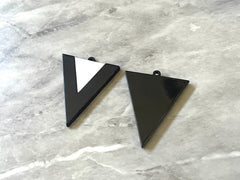 Mod Style White & Black Tuxedo Beads, triangle cutout acrylic 42mm Earring or Necklace pendant bead, one hole at top, colorful statement