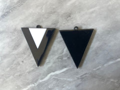 Mod Style White & Black Tuxedo Beads, triangle cutout acrylic 42mm Earring or Necklace pendant bead, one hole at top, colorful statement