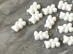 White Bear Pendants, Gelatin Bear Pendants, 20mm bears with 1 hole, colorful rainbow drop pendants, bear beads, resin necklace earrings