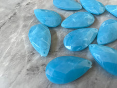 XL Caribbean Blue teardrop faceted beads, 48mm Oval Beads, Big Acrylic beads, Big Beads, Bangle Beads, Beaded Jewelry, statement necklace