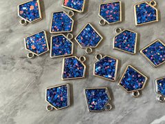 Royal Blue Diamond Shaped Glitter Pendant, acrylic earring necklace charm, girly bracelet necklace earring jewelry making, 20mm charms