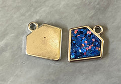 Royal Blue Diamond Shaped Glitter Pendant, acrylic earring necklace charm, girly bracelet necklace earring jewelry making, 20mm charms