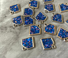 Royal Blue Diamond Shaped Glitter Pendant, acrylic earring necklace charm, girly bracelet necklace earring jewelry making, 20mm charms