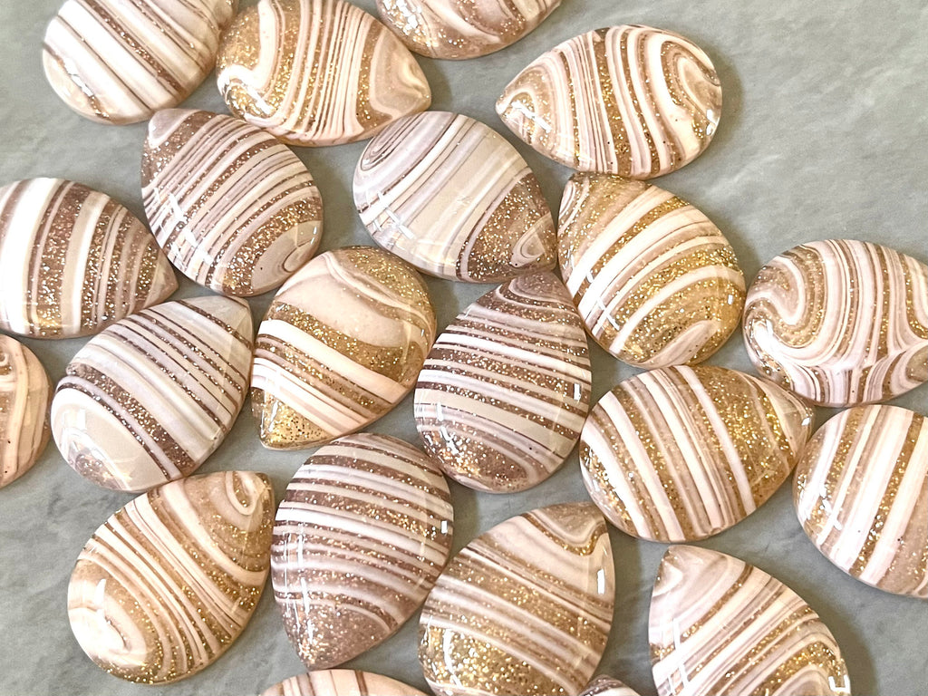 Gold Glitter + White Acrylic Blanks Cabs, 25mm Teardrop blanks, earring jewelry making, stud earring blanks, cabochon wire wrapping