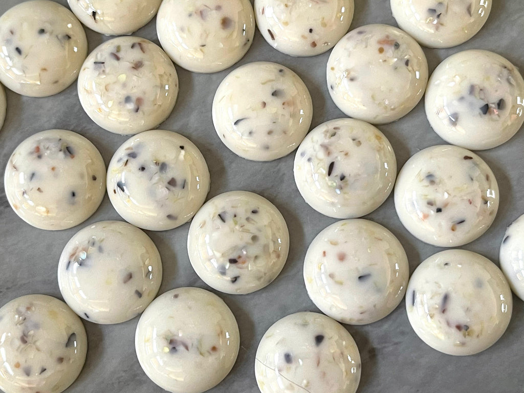 Terrazzo + Cream Resin Acrylic Blanks Cabs, 20mm round circle blanks, earring jewelry making, stud earring blanks, cabochon earrings