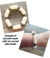Acrylic curved tube beads, olive green tube bracelet beads, resin tube beads accent statement bracelet, stretch bracelet beads