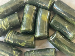 Acrylic curved tube beads, olive green tube bracelet beads, resin tube beads accent statement bracelet, stretch bracelet beads