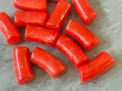 Acrylic curved tube beads, red orange tube bracelet beads, resin tube beads accent statement bracelet, stretch bracelet beads