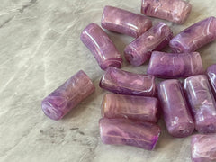 Acrylic curved tube beads, Purple tube bracelet beads, resin tube beads accent statement bracelet, stretch bracelet beads