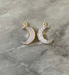 Moon Crescent Druzy Beads with hole, Faux Druzy Beads, lavender cream druzy bracelet, druzy bangle, celestial bracelet jewelry