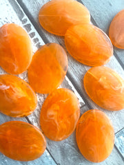 Orange Smooth Swirly Oval 40mm acrylic beads, chunky craft supplies, wire bangle jewelry making necklace, clementine beads