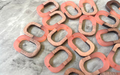 Brown wood & Coral Resin Beads, oval cutout acrylic 28mm Earring Necklace pendant bead, one hole at top DIY blanks wood grain jewelry