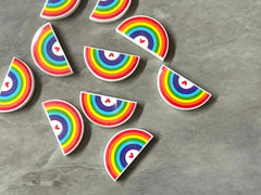 Colorful Heart Print Rainbow Acrylic Blanks Cutout, earring jewelry making, stud pride earring blanks, white print U shape half moon