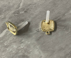 Square Gold 13mm post earring lined blanks, gold drop earring, gold stud earring, gold jewelry, gold dangle DIY earring making