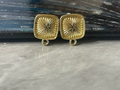 Square Gold 13mm post earring lined blanks, gold drop earring, gold stud earring, gold jewelry, gold dangle DIY earring making