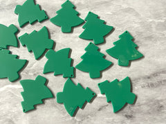 Christmas Tree Green Mosaic Beads, tree cutout acrylic 35mm Earring Necklace pendant bead one hole top, acrylic acetate lucite jewelry
