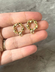 20mm Twisted Circle post earring blanks, gold drop earring, gold stud earring, gold jewelry, gold dangle DIY earring making round