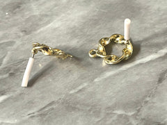 20mm Twisted Circle post earring blanks, gold drop earring, gold stud earring, gold jewelry, gold dangle DIY earring making round