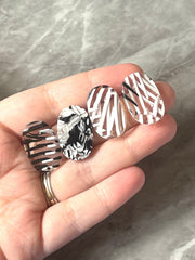 Black & White Tortoise Shell Acrylic Blanks Cutout, oval blanks, earring bead jewelry making, 24mm pierced earring 1 hole earring blanks