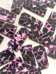 Black & Pink Stained Glass Effect resin Acrylic Blanks Cutout, earring pendant jewelry making, 38mm 1 Hole earring blanks, black jewelry