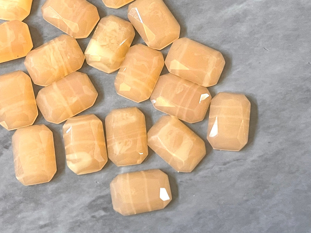 Orange Creamsicle + Cream Acrylic Blanks Cabs, 14mm Rectangle blanks, earring jewelry making, stud earring blanks, cabochon earrings