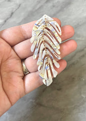 Lavender Large feather flower pendants, brass leaves flutter, Statement earring bottom jewelry long necklace bead floral purple