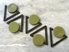 Mod Style Olive Green & Black Beads, circle cutout acrylic 43mm Earring or Necklace pendant bead, one hole at top, colorful statement