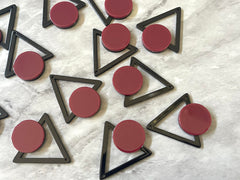 Mod Style Maroon & Black Beads, circle cutout acrylic 43mm Earring or Necklace pendant bead, one hole at top, colorful statement red