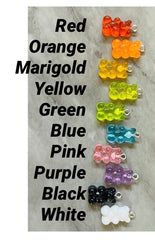Marigold Bear Pendants, Gelatin Bear Pendants, 20mm bears with 1 hole, colorful rainbow drop pendants, bear beads, resin necklace earrings