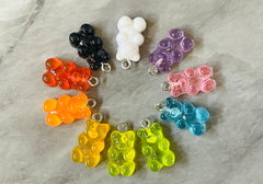 Bear Pendants, Gelatin Bear Pendants, 20mm bears with 1 hole, colorful rainbow drop pendants, bear beads, resin pendant necklace earrings