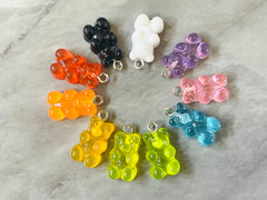 Bear Pendants, Gelatin Bear Pendants, 20mm bears with 1 hole, colorful rainbow drop pendants, bear beads, resin pendant necklace earrings