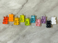 Bear Pendants, Gelatin Bear Pendants, 20mm bears with 1 hole, colorful rainbow drop pendants, bear beads, resin pendant necklace earrings