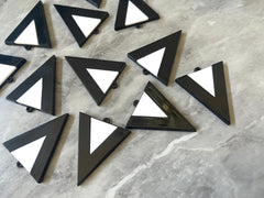 Mod Style White & Black Tuxedo Beads, triangle cutout acrylic 42mm Earring or Necklace pendant bead, one hole at top, colorful statement