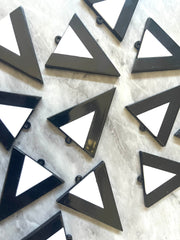 Mod Style White & Black Tuxedo Beads, triangle cutout acrylic 42mm Earring or Necklace pendant bead, one hole at top, colorful statement