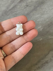 White Bear Pendants, Gelatin Bear Pendants, 20mm bears with 1 hole, colorful rainbow drop pendants, bear beads, resin necklace earrings