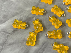 Marigold Bear Pendants, Gelatin Bear Pendants, 20mm bears with 1 hole, colorful rainbow drop pendants, bear beads, resin necklace earrings