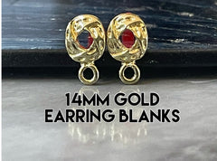 14mm Gold post earring blanks drop earring, stud earring jewelry dangle DIY earring making circle fancy drop evening earrings