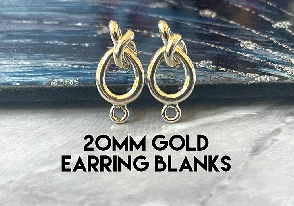 20mm Gold post Knots earring blanks drop earring, stud earring jewelry dangle DIY earring making oval fancy drop evening earrings