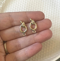 20mm Gold post Knots earring blanks drop earring, stud earring jewelry dangle DIY earring making oval fancy drop evening earrings