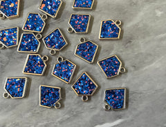 Royal Blue Diamond Shaped Glitter Pendant, acrylic earring necklace charm, girly bracelet necklace earring jewelry making, 20mm charms
