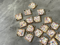 Birthday cake Diamond Shaped Glitter Pendant, acrylic earring necklace charm, girly bracelet necklace earring jewelry making, 20mm charms