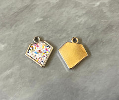Birthday cake Diamond Shaped Glitter Pendant, acrylic earring necklace charm, girly bracelet necklace earring jewelry making, 20mm charms