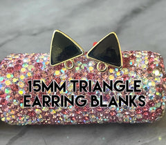 Black Resin 15mm post earring blanks drop earring, stud earring jewelry dangle DIY earring making triangle fancy drop evening gold