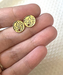 Hammered 10mm post earring blanks, gold drop earring, gold stud earring, gold jewelry, gold dangle DIY earring making hair bow