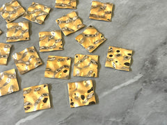 Gold Shiny 25mm Hammered Earring Blanks, Necklaces Earrings square diamond hardware, gold diy earring wires statement boho geometric jewelry