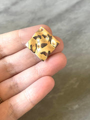 Gold Shiny 25mm Hammered Earring Blanks, Necklaces Earrings square diamond hardware, gold diy earring wires statement boho geometric jewelry
