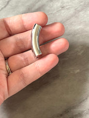 Acrylic curved tube beads, SILVER MIRROR tube bracelet beads, resin tube beads accent statement bracelet, stretch bracelet beads