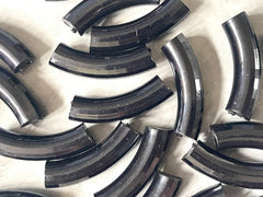 Acrylic curved tube beads, BLACK tube bracelet beads, resin tube beads accent statement bracelet, stretch bracelet beads