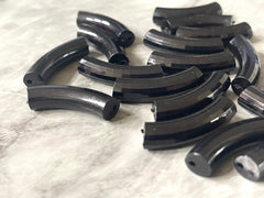 Acrylic curved tube beads, BLACK tube bracelet beads, resin tube beads accent statement bracelet, stretch bracelet beads
